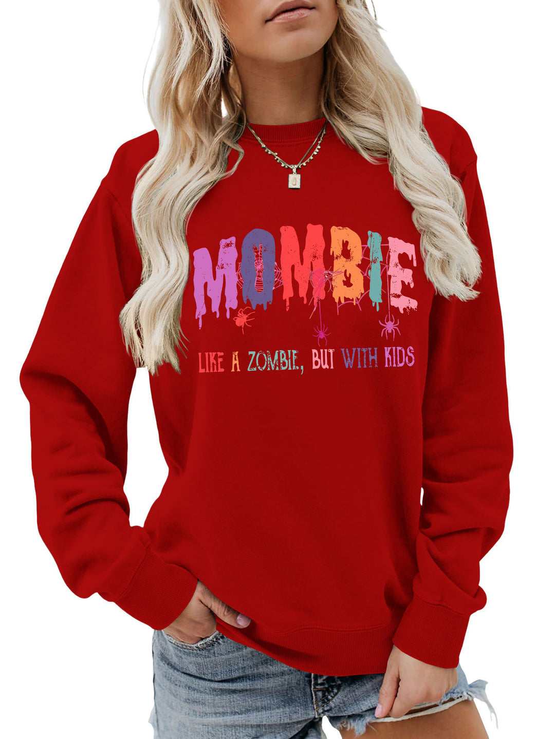 Dame genser med kreativt zombie motiv Skjora