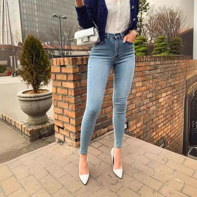 Dame Skinny Jeans med høyt liv og skulpturerende effekt Skjora