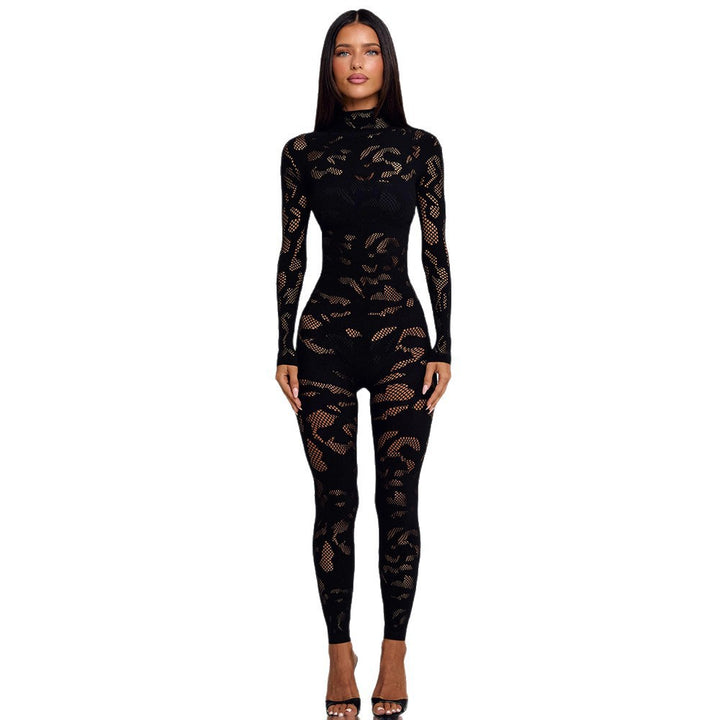 Dame Figurtilpasset Nett Jumpsuit med lang arm og høy krage Skjora