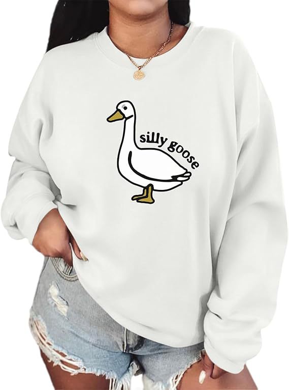 Dame sweatshirt med lekent andemotiv og avslappet passform Skjora
