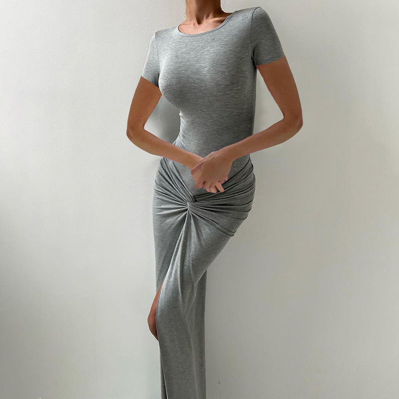 Damer Elegant Maxi-Kjole med smigrende knutedetalj Skjora