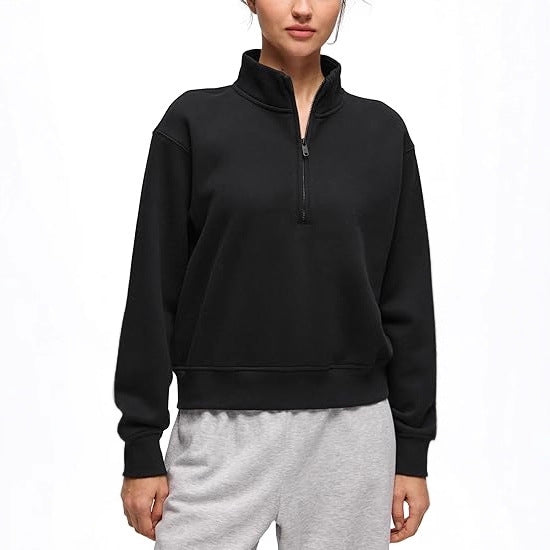 Sporty fleece genser til kvinner med høy krage Skjora
