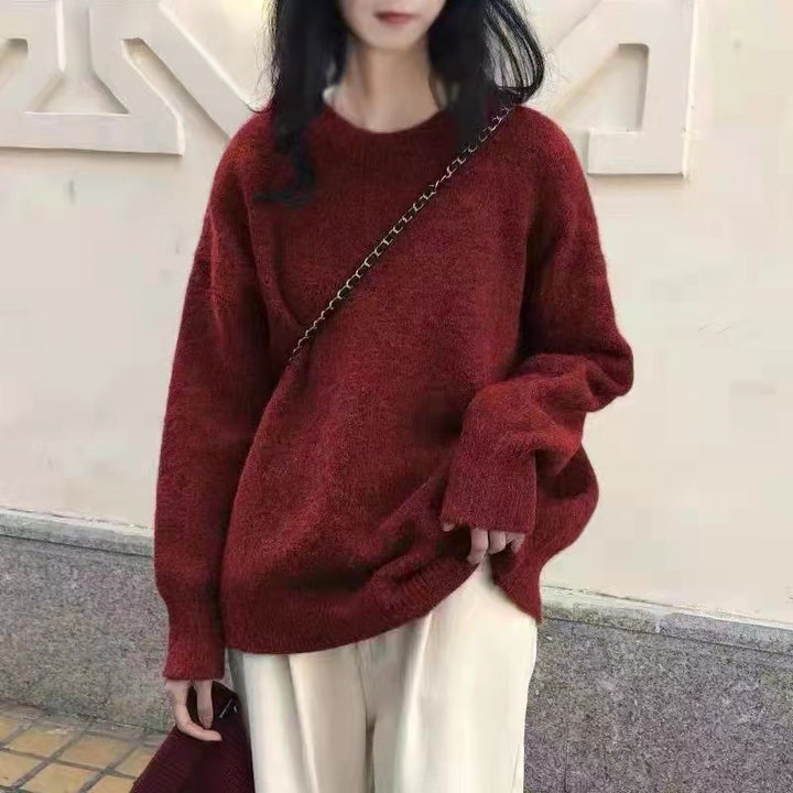 Kvinnenes Oversized Strikkegenser med Ribbede Detaljer Skjora