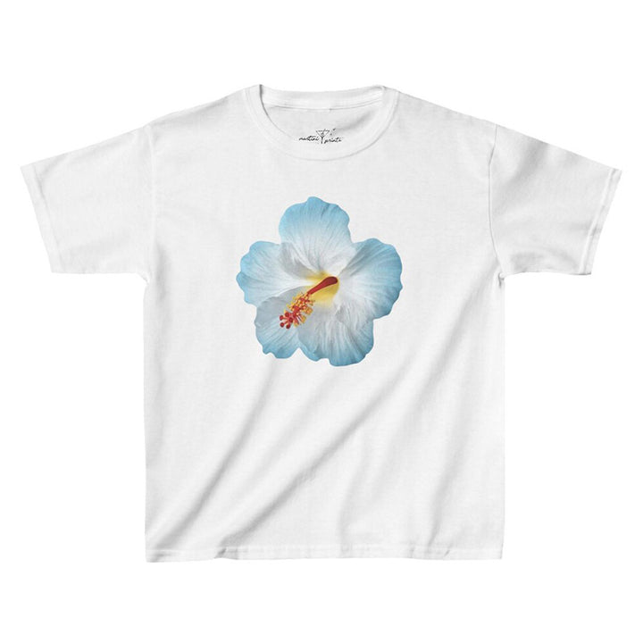 Dame ermeløs skjorte med floralt hibiskusmotiv Skjora