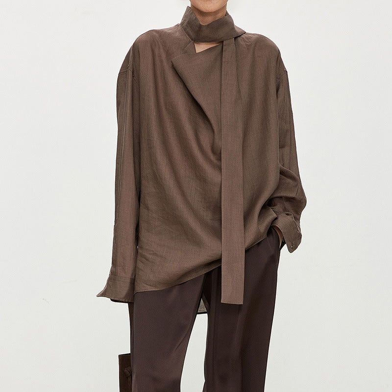 Damer elegant, skulderfritt bluse med raffinert krage Skjora