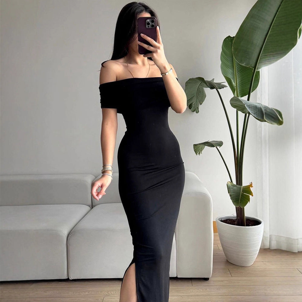Dame Off-Shoulder Maxikjole med raffinerte volanger detaljer Skjora