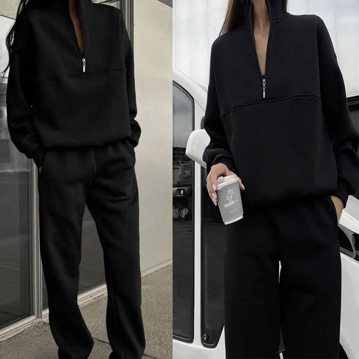 Dame sweatshirt og joggebukse sett med moderne stående krage Skjora