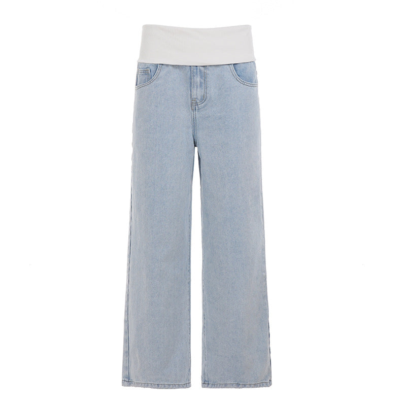 Dame Løst kuttede denim med høy midje og elastisk komfort Skjora