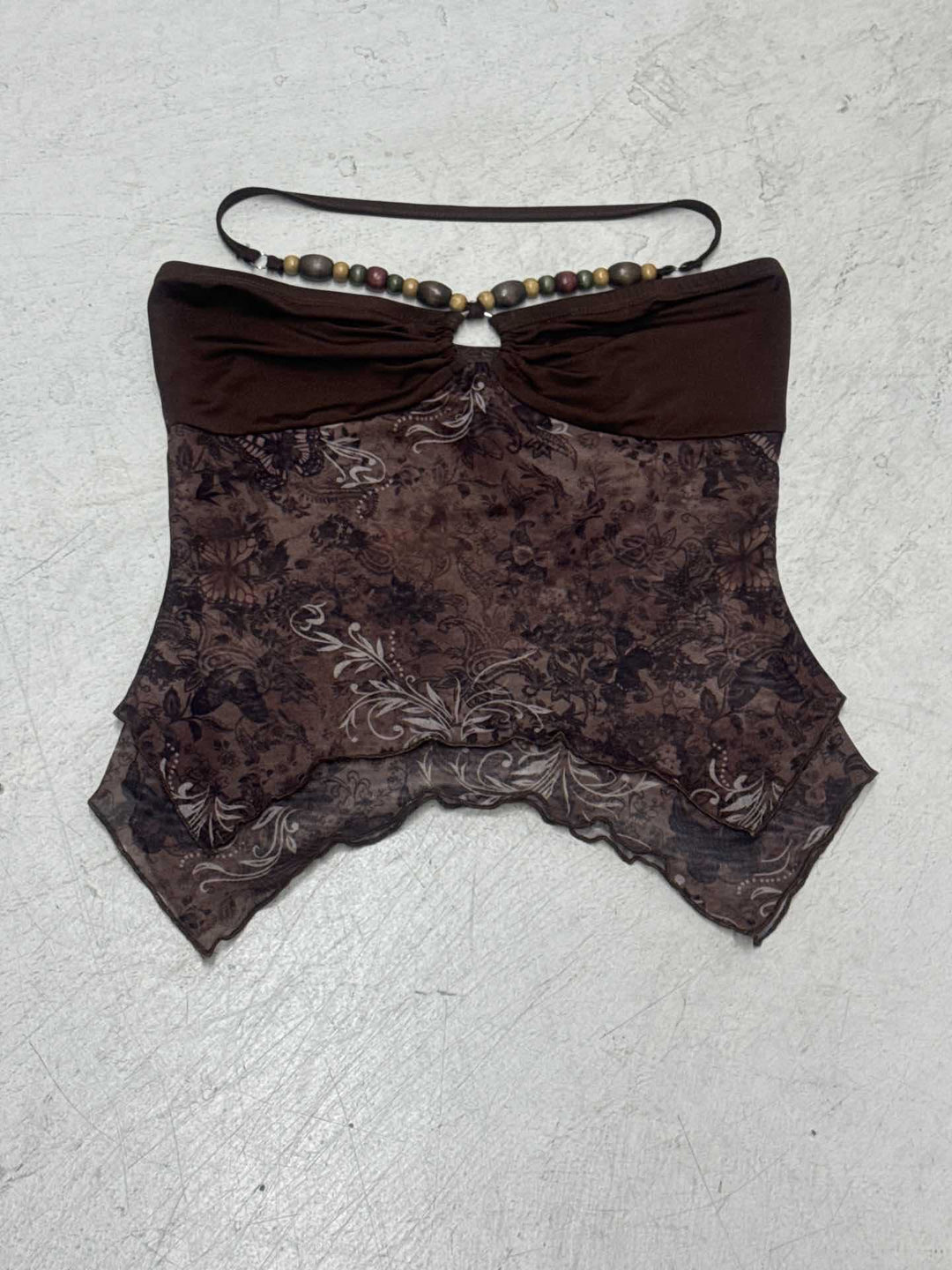 Dame casual bandeau topp med blomsterdesign og sofistikerte bånd Skjora