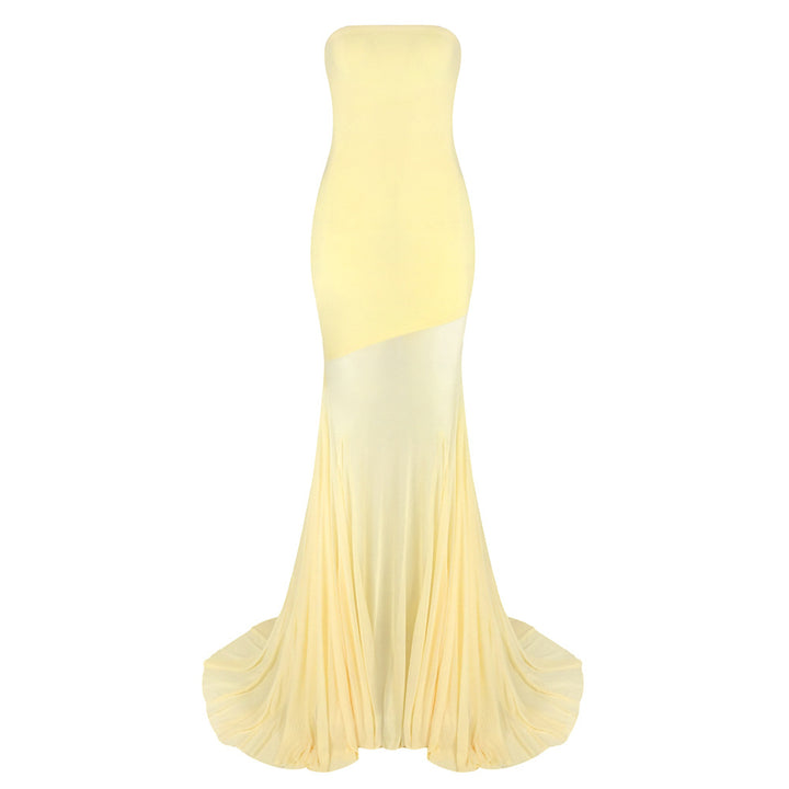 Dame Elegant off-the-shoulder maxikjole med skimrende stoff og voluminøst skjørt Skjora