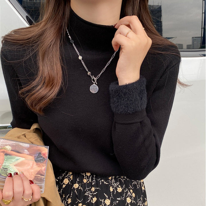 Damer Elegant Turtleneck Genser laget av Mykt Stoff Skjora