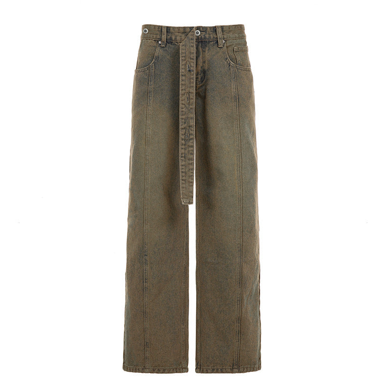 Dame Bredde Jeans med høyt elastisk belte og praktiske belteholler Skjora