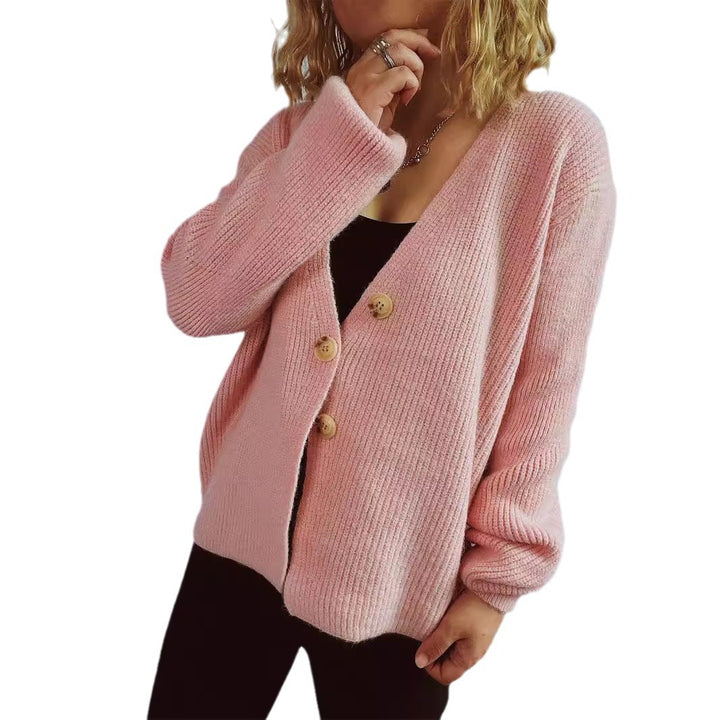 Dame kosecardigan med store knapper og strukturert design Skjora
