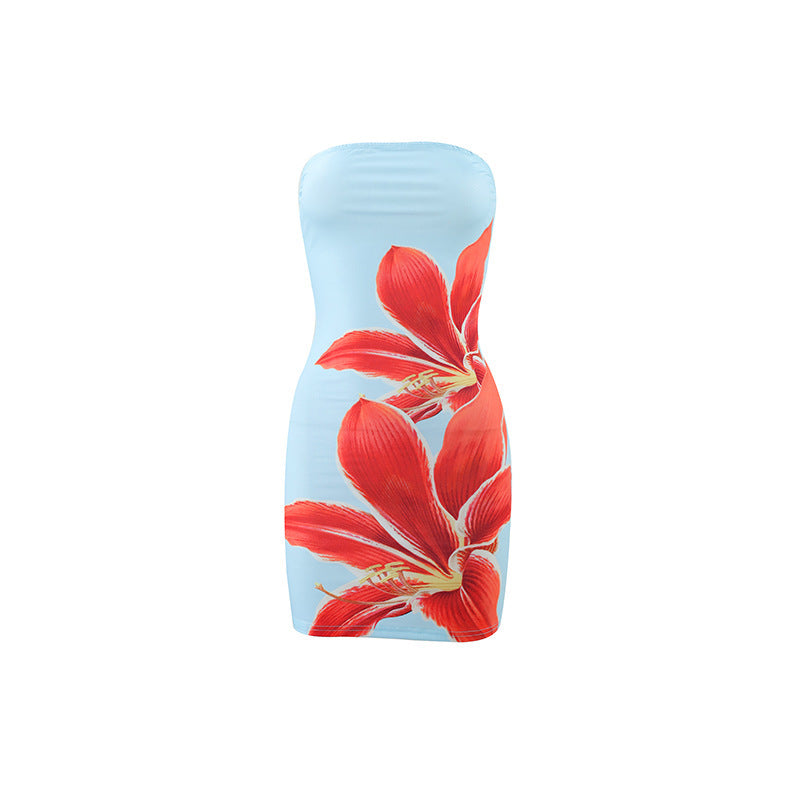 Dame Minikjole med blomstermønster og tettsittende design Skjora