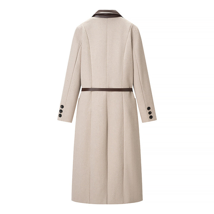 Damer Elegant Trench Coat med Belte og Finsydd Krage Skjora