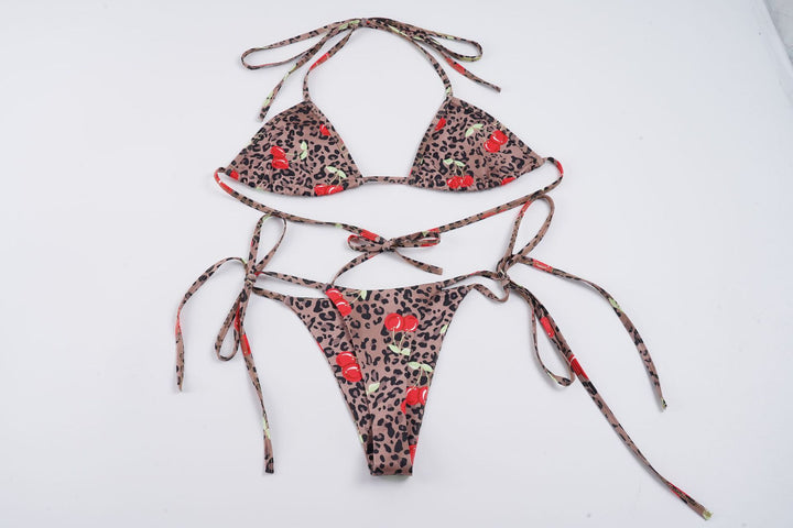 Dame trendy bikini med blomstrete leopardmønster og justerbare stropper Skjora