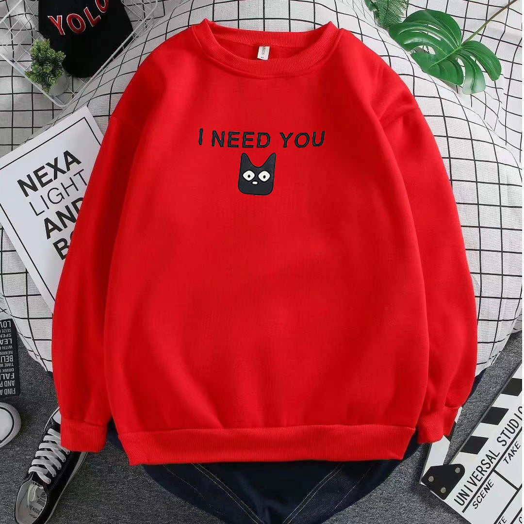 Dame sweatshirt med søtt kattemotiv Skjora