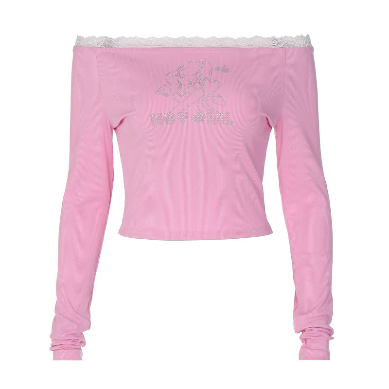 Women's top with off-shoulder design and romantic lace detail Skjora