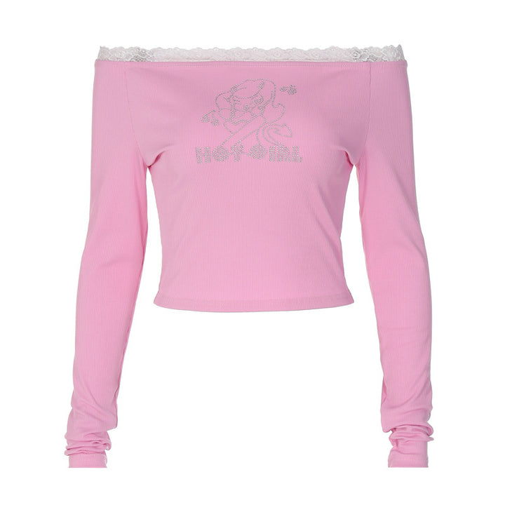 Women's top with off-shoulder design and romantic lace detail Skjora