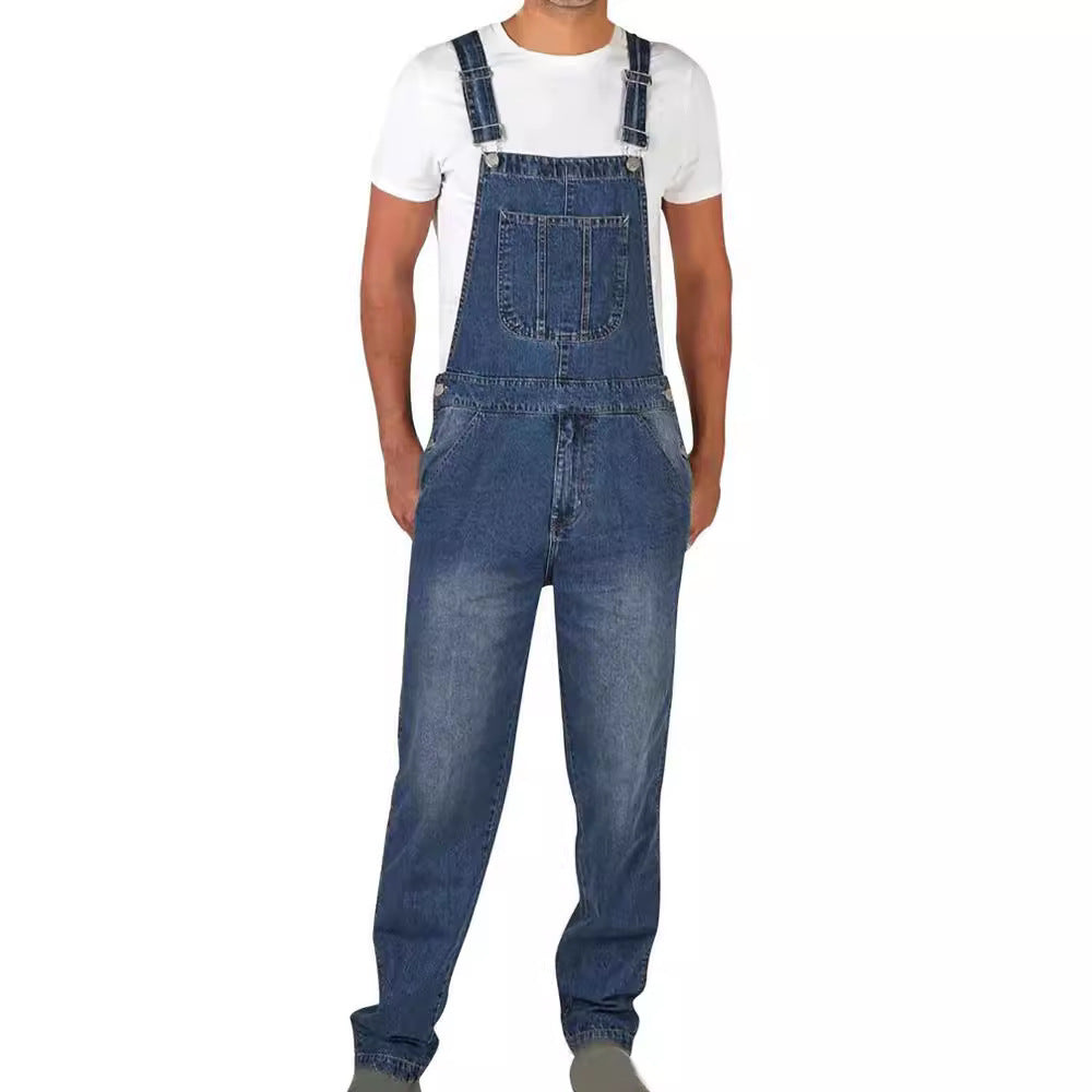 Herrenes denim-selebukse i avslappet stil med justerbare stropper Skjora