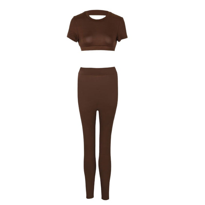 Dame Sett med cropped topp og figurpassende leggings Skjora