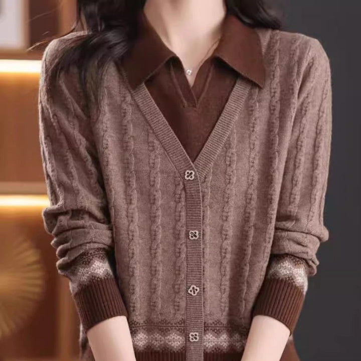 Kvinnelig elegant cardigan med V-hals Skjora