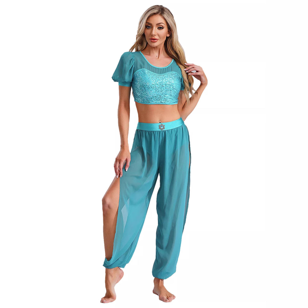 Damen Crop-Top und transparente Hose Set Skjora