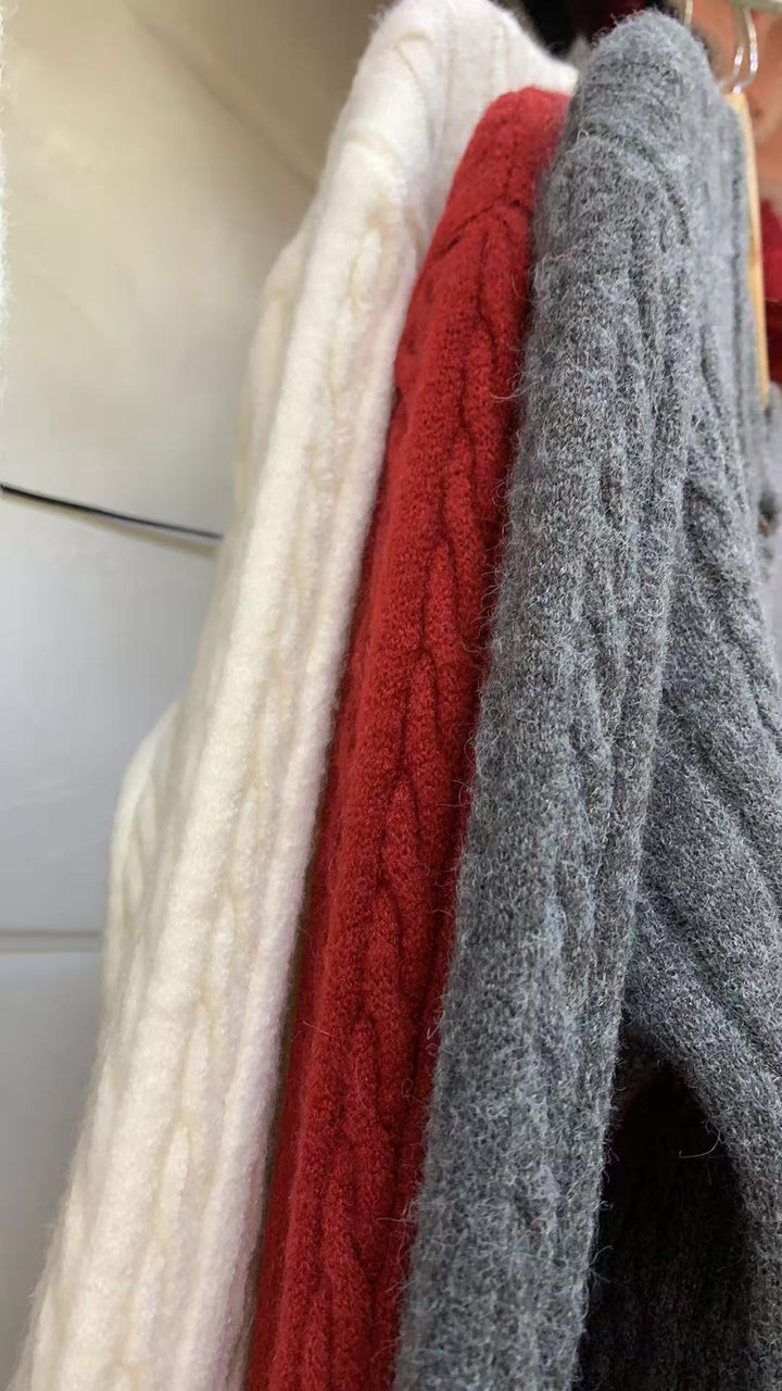 Dame cardigan med flette mønster Skjora