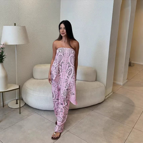 Damer casual jumpsuit med vid snitt och stiligt mönster Skjora