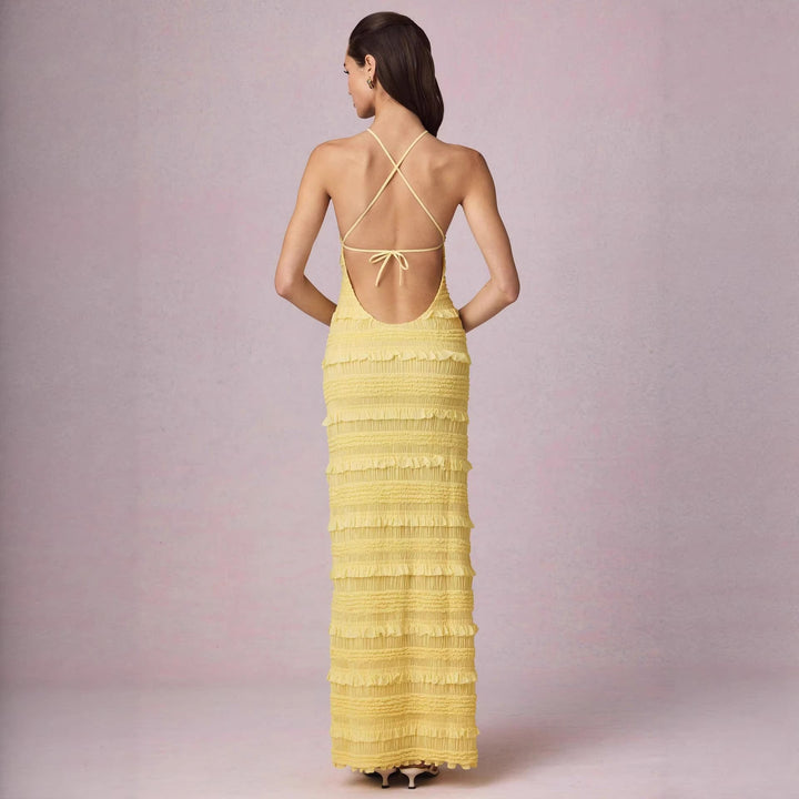 Damer Maxi Kjole med frynset design og elegant halterneck Skjora