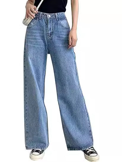 Damer vidde høyt midje-jeans med komfortabel passform og avslappet stil Skjora