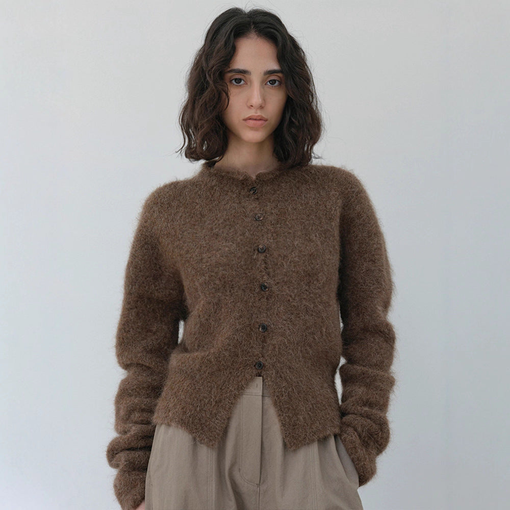 Dame elegant og varm strikket cardigan med knappestolpe Skjora