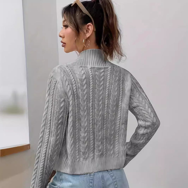 Dame cardigan med høy halsdesign og stilfull glidelås Skjora