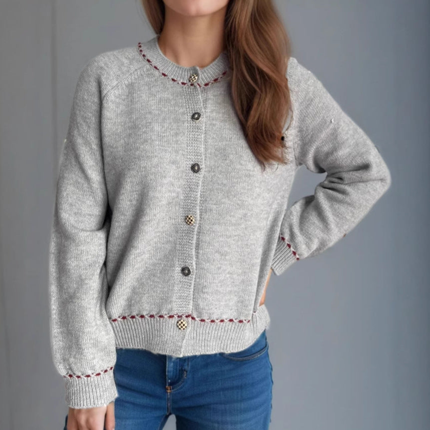Damer koselig cardigan med dekorative knapper Skjora