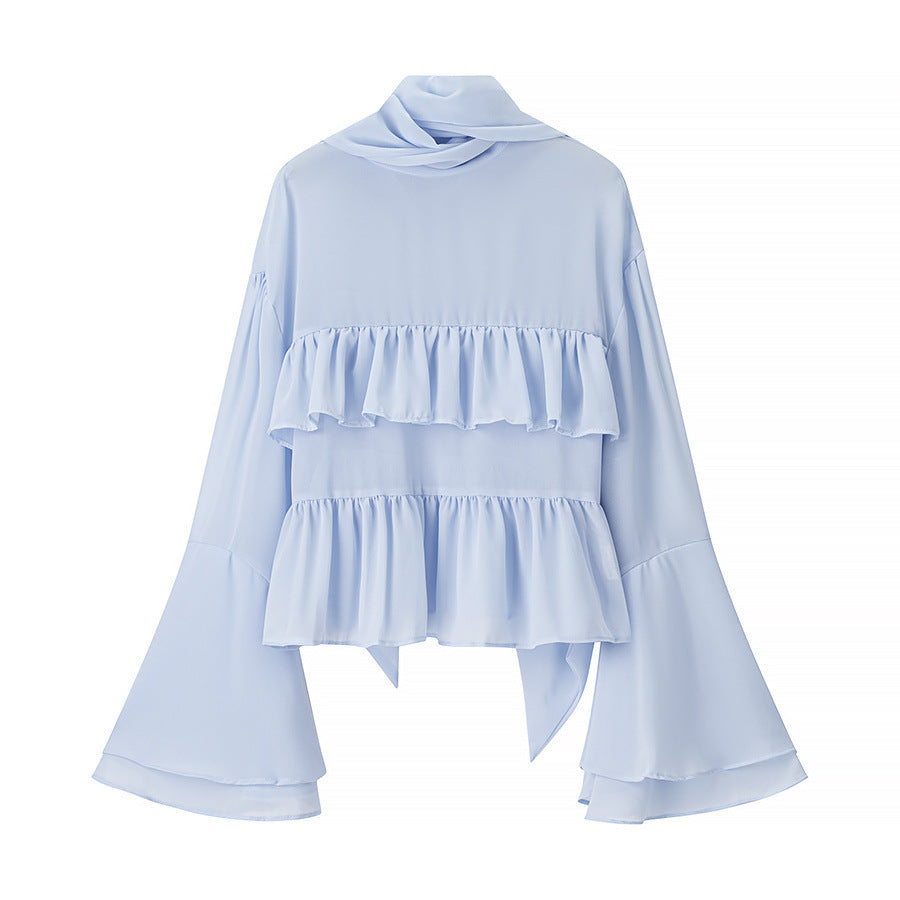 Damer Elegant Chiffon Jakke med Volangdetaljer Skjora