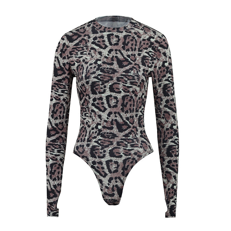 Damer Langermet Bodysuit med moderne dyreprint Skjora