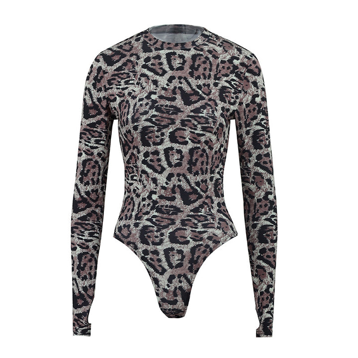Damer Langermet Bodysuit med moderne dyreprint Skjora