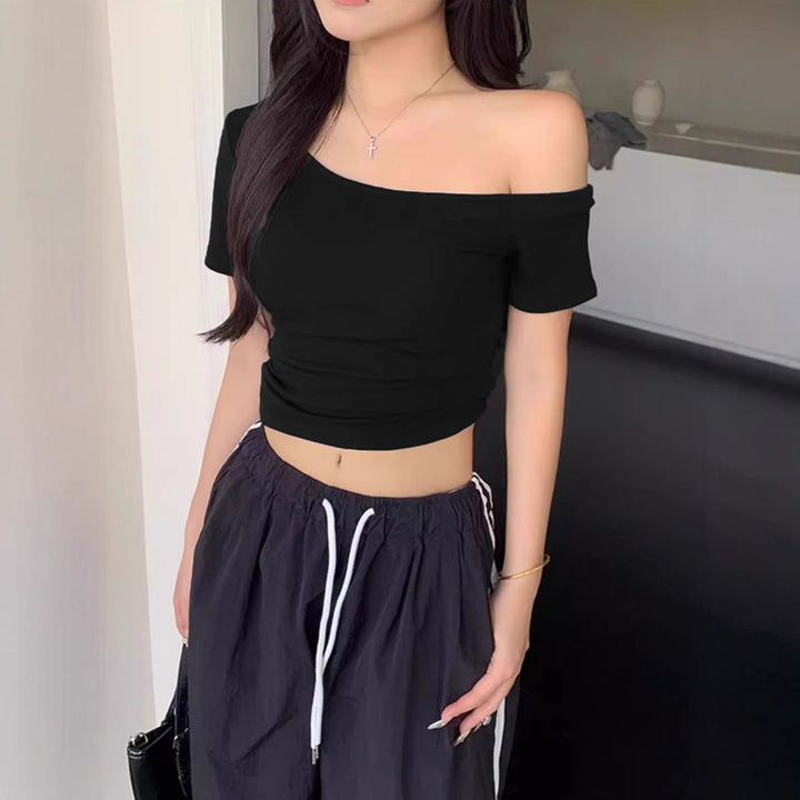 Dame avslappet Crop-Top i Off-Shoulder stil Skjora