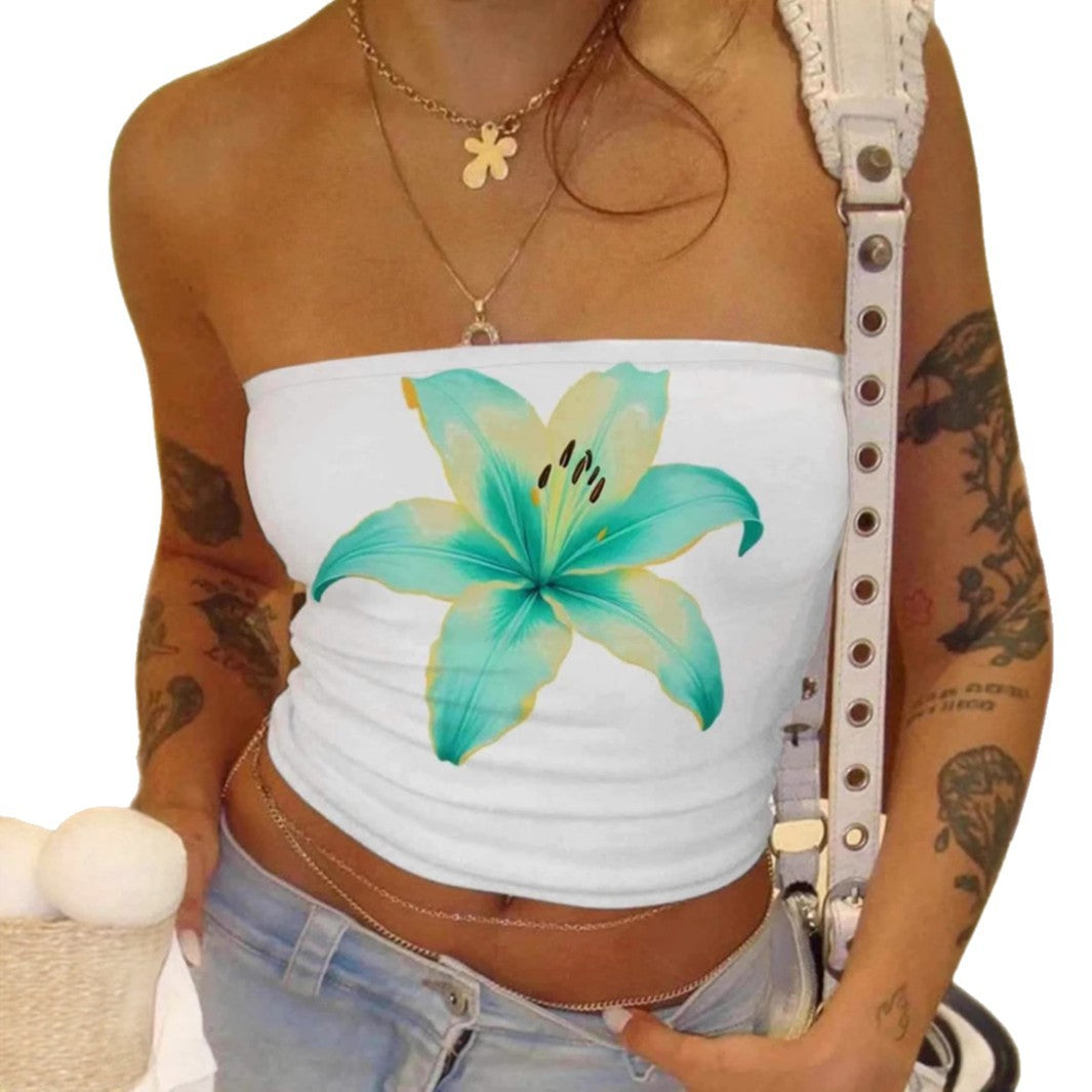 Dame Bandeau-Top med blomstermønster Skjora