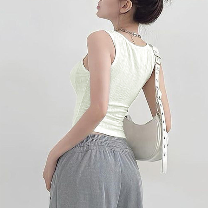 Damer sporty tanktop med stilige ribbedetaljer Skjora