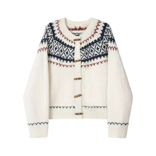 Dames cardigan med elegant norsk mønster Skjora
