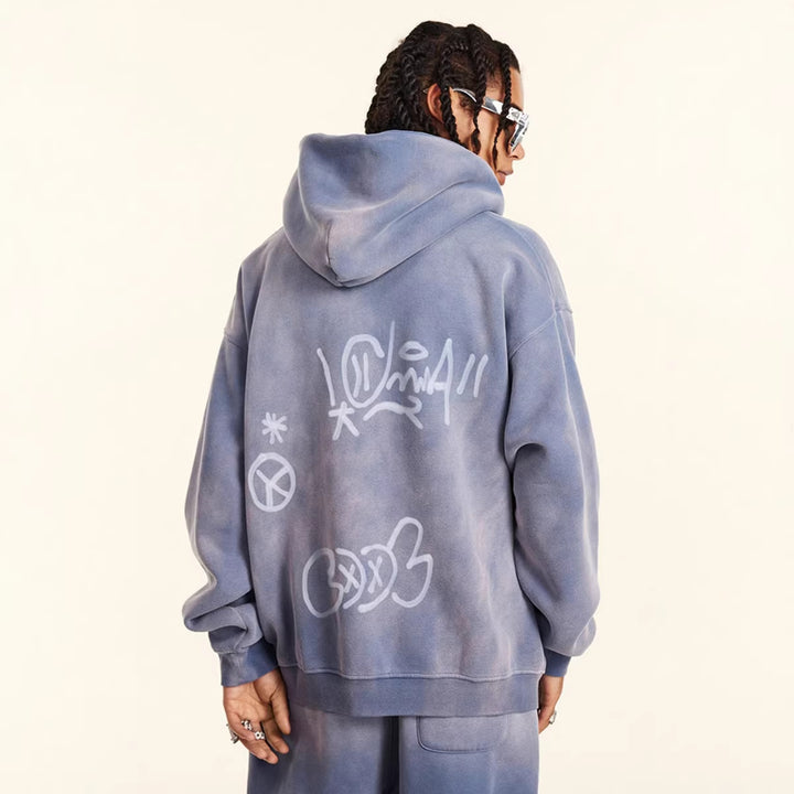 Dame Graffiti Print Hoodie Skjora