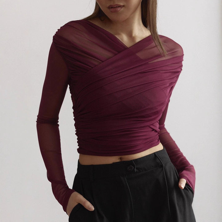 Damer Langerm-Crop-Top Skjora