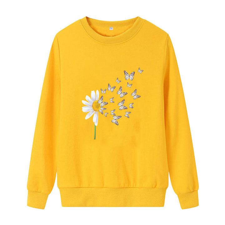 Dame sweatshirt med floral sommerfugldesign Skjora