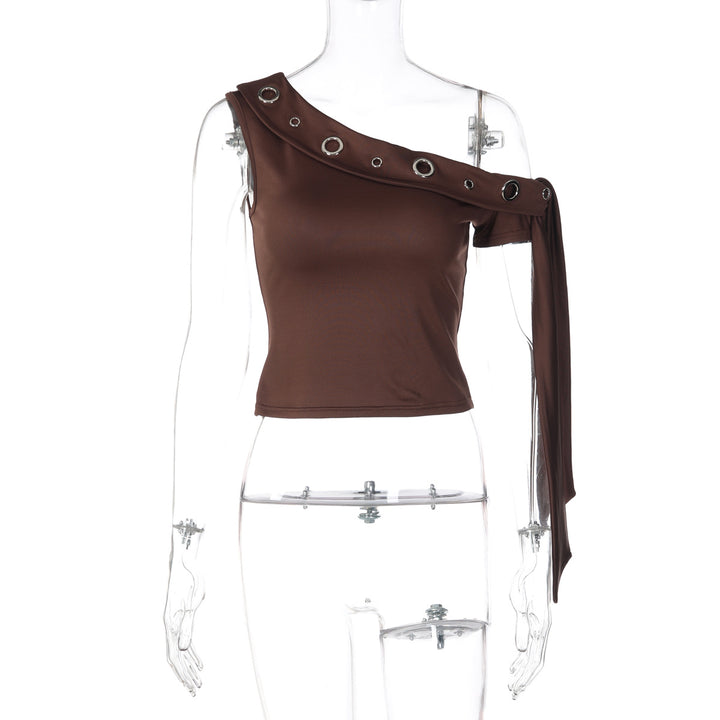 Damer elegant off-shoulder topp med dekorative øyer og lange ermer Skjora