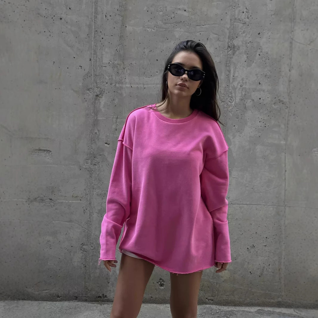Dame casual oversized genser med bred skjæring og teksturert stoff Skjora