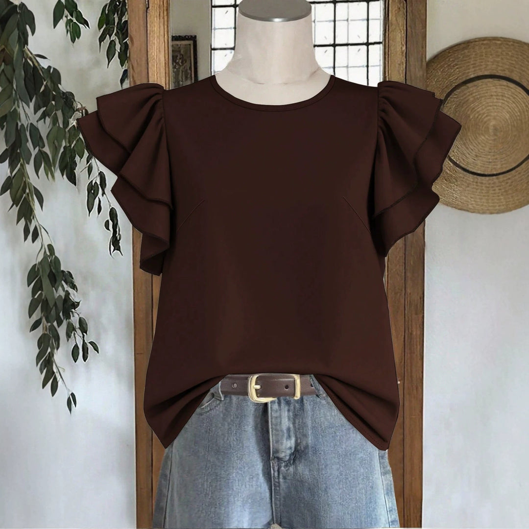 Damer Elegant Bluse med Rysjedetaljer Skjora