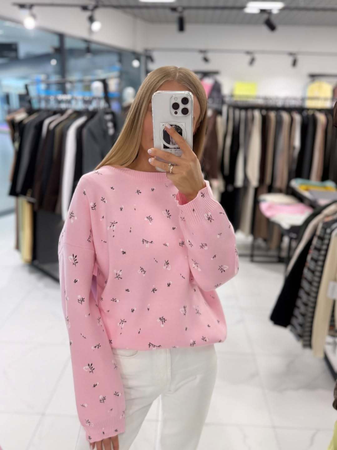 Dame casual genser med blomstermønster Skjora