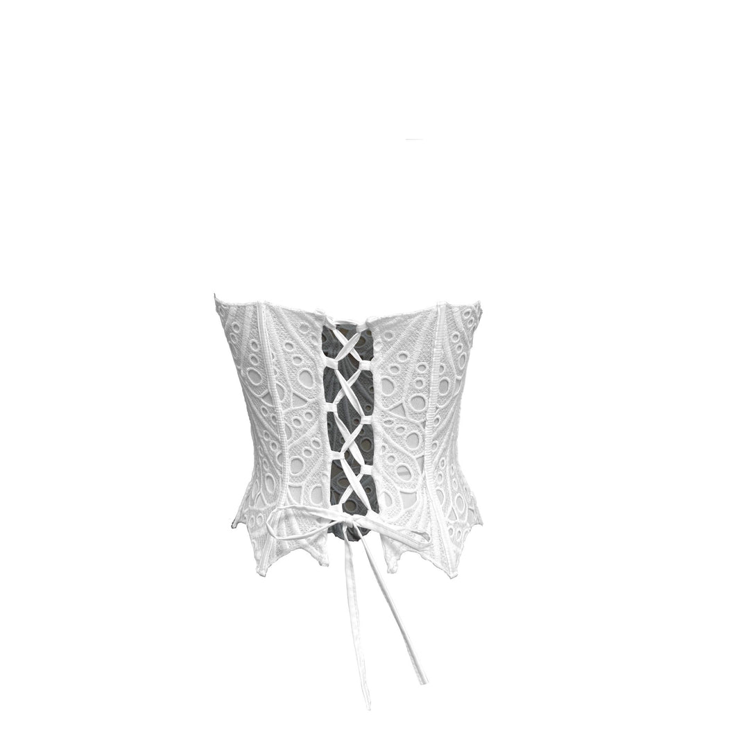 Dame Korsettbluse med blomster-spitze mønstre og figurformende snitt Skjora