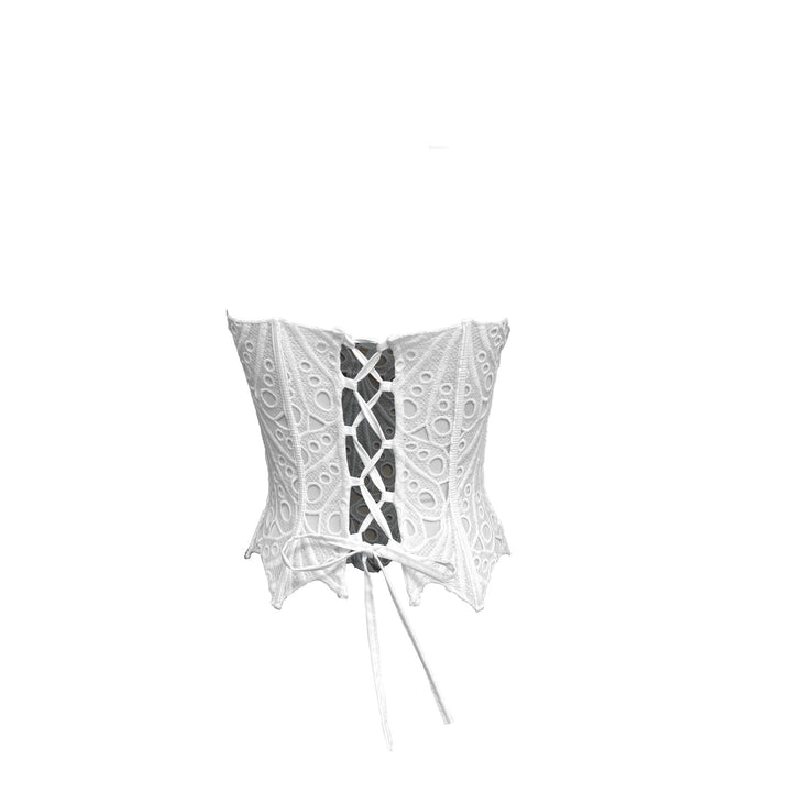 Dame Korsettbluse med blomster-spitze mønstre og figurformende snitt Skjora